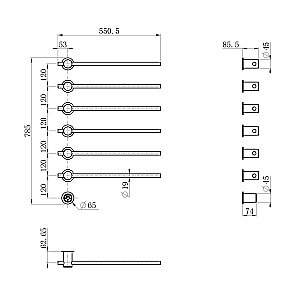 Полотенцесушитель электрический встраиваемый WONZON & WOGHAND BADEN, Темный графит (WW-AL366-GM) купить в интернет-магазине сантехники Sanbest