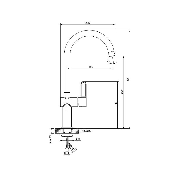 Смеситель для кухни Good Door ELITTE СМ00087 хром купить в интернет-магазине сантехники Sanbest