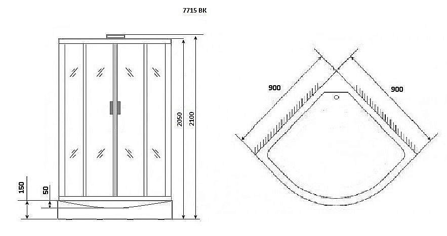 Душевая кабина Niagara Luxe NG-7715WBK 90x90 серебро купить в интернет-магазине Sanbest