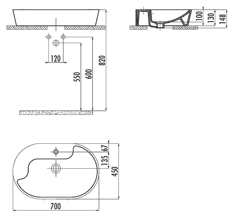 Раковина Creavit Topic 70 TP172-AK00 золотая купить в интернет-магазине Sanbest