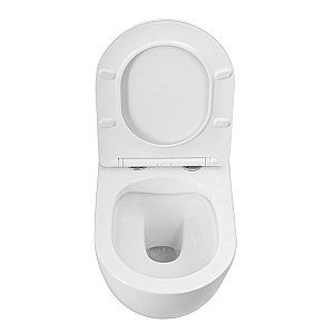 Унитаз подвесной Art&Max Bianchi AM9311CHR/SC белый, с сиденьем микролифт, безободковый купить в интернет-магазине Sanbest