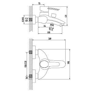 Смеситель для ванны Lemark Atlantiss LM3202C купить в интернет-магазине сантехники Sanbest