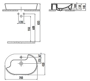 Раковина Creavit Topic 70 TP172-AK00 золотая купить в интернет-магазине Sanbest