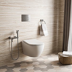 Унитаз подвесной D&K Munchen DT1566516 белый, безободковый, с крышкой микролифт, слив торнадо купить в интернет-магазине Sanbest