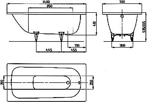Ванна стальная Kaldewei Saniform Plus 360-1 140х70 111500010001 белый купить в интернет-магазине Sanbest