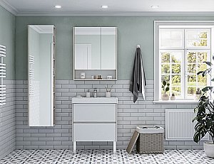 Тумба с раковиной Акватон Сканди 70 белая/дуб верона для ванной в интернет-магазине Sanbest