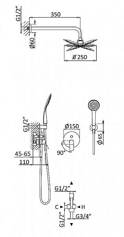 Душевая система Cezares NAUTIC-DSIP-SR Sunrise белая матовая купить в интернет-магазине сантехники Sanbest