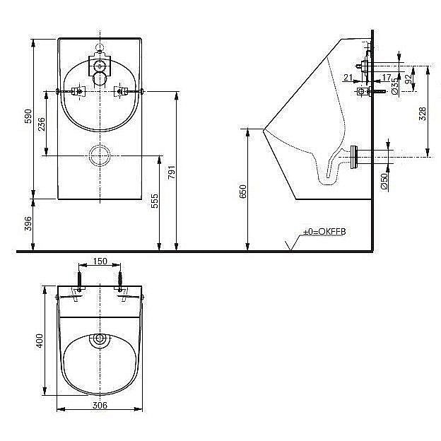Писсуар TOTO PUBLIC URINAL UWN926EBS#XW купить в интернет-магазине Sanbest