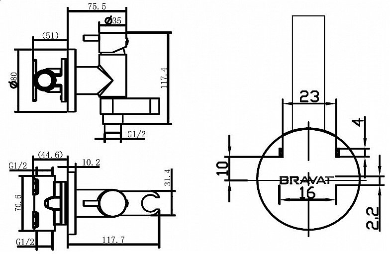 Гигиенический душ Bravat ELER D9137CP-RUS купить в интернет-магазине сантехники Sanbest