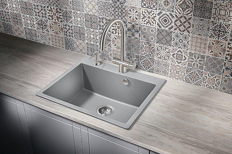 Мойка кухонная Milacio Murcia 60 Cuarzo MC.77013 серый металлик купить в интернет-магазине сантехники Sanbest