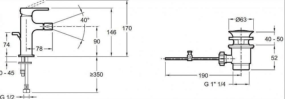 Cмеситель для биде Jacob Delafon STRAYT E8777-CP купить в интернет-магазине сантехники Sanbest