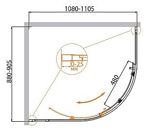 Душевой уголок Cezares Molveno 110x90 MOLVENO-RH-1-110/90-C-Cr-IV стекло прозрачное/профиль хром купить в интернет-магазине Sanbest