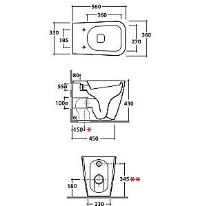 Унитаз приставной GLOBO Stone ST001.BI купить в интернет-магазине Sanbest