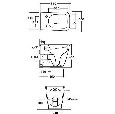 Унитаз приставной GLOBO Stone ST001.BI купить в интернет-магазине Sanbest