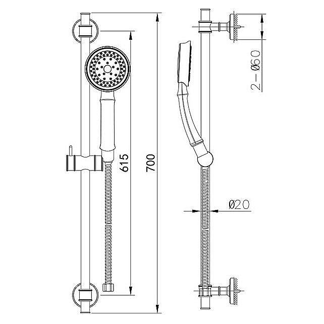 Душевой гарнитур Caprigo Parts 99-569-CRM купить в интернет-магазине сантехники Sanbest