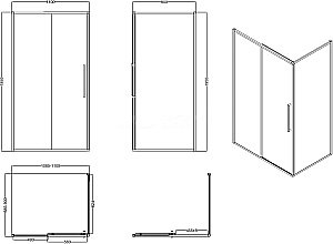 Душевой уголок Esbano SURF ESOGS119PSB 110х90 стекло прозрачное/профиль черный матовый купить в интернет-магазине Sanbest