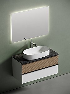 Тумба с раковиной Sancos DELTA 100 со столешницей, дуб светлый/белая для ванной в интернет-магазине Sanbest