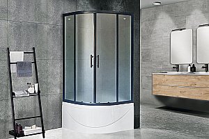 Душевой уголок Royal Bath RB90BK-C-BL-Practic 90х90 стекло рифленое/профиль черный купить в интернет-магазине Sanbest