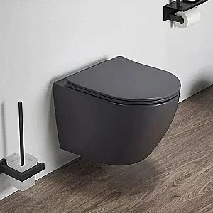 Унитаз подвесной CeramaLux 2197MDH серый матовый, безободковый, с крышкой микролифт купить в интернет-магазине Sanbest