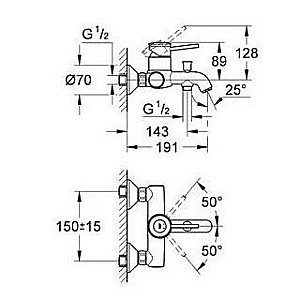 Смеситель для ванны Grohe BauClassic 32865000 купить в интернет-магазине сантехники Sanbest