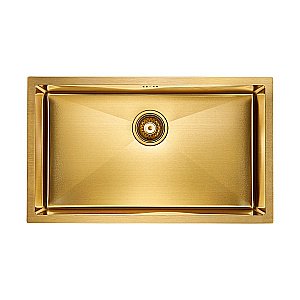 Мойка кухонная Paulmark VALDE PM257444-BG брашированное золото. сталь купить в интернет-магазине сантехники Sanbest