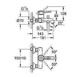 Смеситель для ванны Grohe BauClassic 32865000 купить в интернет-магазине сантехники Sanbest