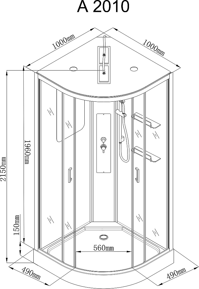 Душевая кабина AvaCan A Серия A2010 100х100 стандартная купить в интернет-магазине Sanbest
