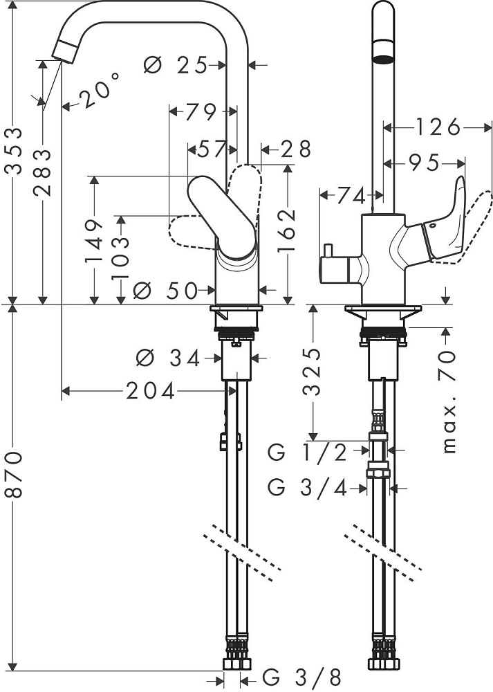 Смеситель для кухни Hansgrohe Focus E2 31823000 купить в интернет-магазине сантехники Sanbest