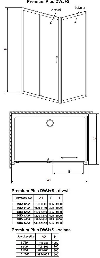 Душевой уголок Radaway Premium Plus DWJ+S 120х70 стекло прозрачное/профиль хром купить в интернет-магазине Sanbest