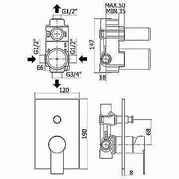 Смеситель для душа Paffoni TANGO TA015CR/M купить в интернет-магазине сантехники Sanbest