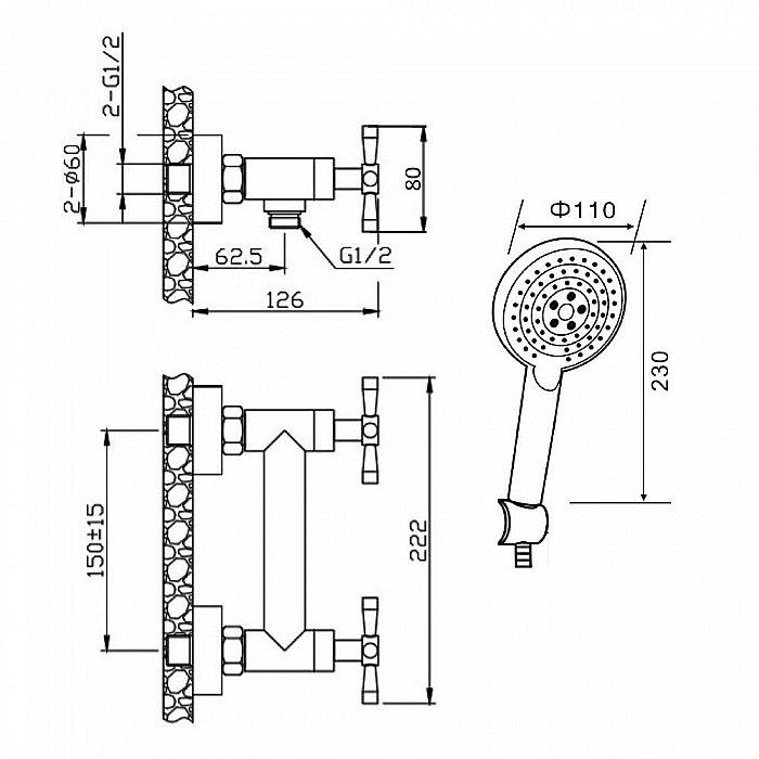 Смеситель для душа Orange Mia M34-320b купить в интернет-магазине сантехники Sanbest