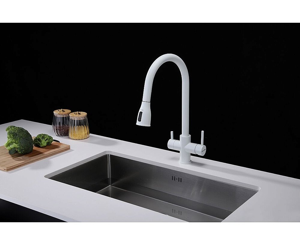 Смеситель для кухни Paulmark Lange La214212-WH белый матовый купить в интернет-магазине сантехники Sanbest