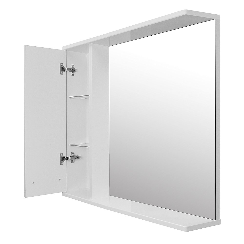 Зеркало со шкафом Loranto Дина 75 белое в ванную от интернет-магазине сантехники Sanbest