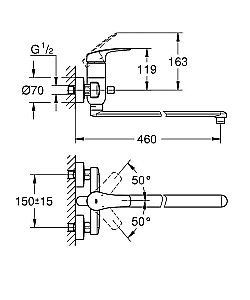 Смеситель для ванны Grohe Eurosmart 23992003 хром купить в интернет-магазине сантехники Sanbest