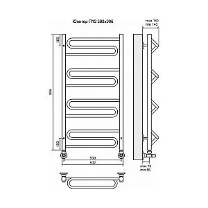 Полотенцесушитель водяной Terminus Юпитер П12 500x996 купить в интернет-магазине сантехники Sanbest