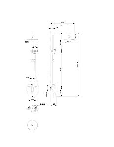 Душевая система WONZON & WOGHAND Line, Брашированное золото (WW-AE3354-BG) купить в интернет-магазине сантехники Sanbest