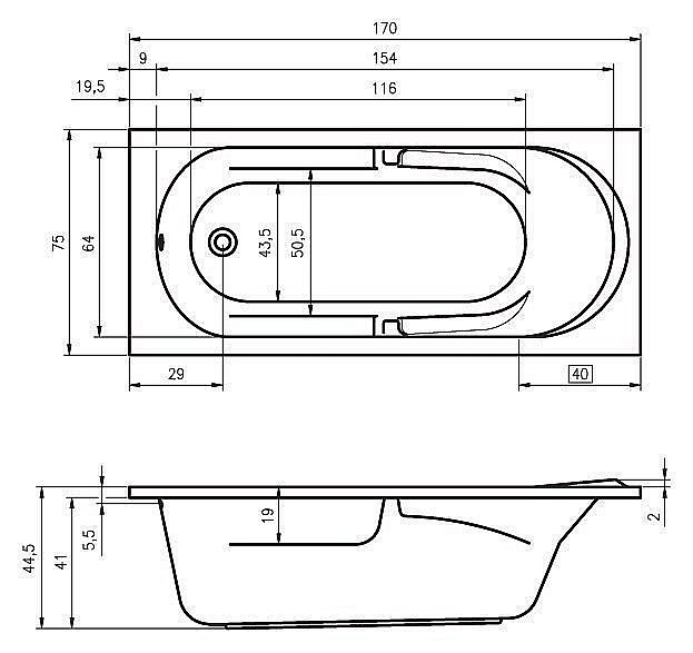 Акриловая ванна Riho Future 170x75 B073001005 белая купить в интернет-магазине Sanbest