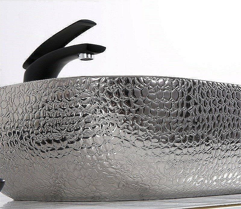 Раковина накладная CeramaLux NC 45,5 D1333H009 серебро купить в интернет-магазине Sanbest