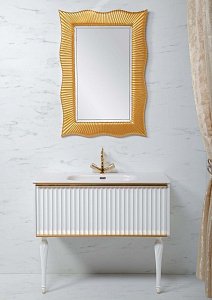 Тумба с раковиной Armadi Art Vallessi Avantgarde Canale 100 белая с золотом для ванной в интернет-магазине Sanbest