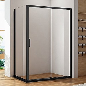 Душевой уголок Aquanet Pleasure 140x90 прозрачное стекло/профиль черный купить в интернет-магазине Sanbest