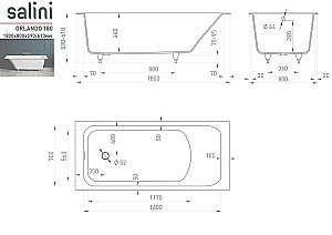 Ванна Salini Orlanda Kit S-Stone 180х80 102122MF RAL матовая купить в интернет-магазине Sanbest