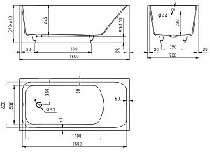 Ванна Salini Orlanda S-Sense 160x70 102015G белая купить в интернет-магазине Sanbest