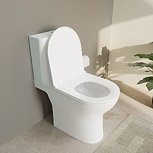 Унитаз-компакт VitrA M50 9889B003-7200 безободковый, смыв торнадо, с бачком, с сиденьем микролифт, белый купить в интернет-магазине Sanbest