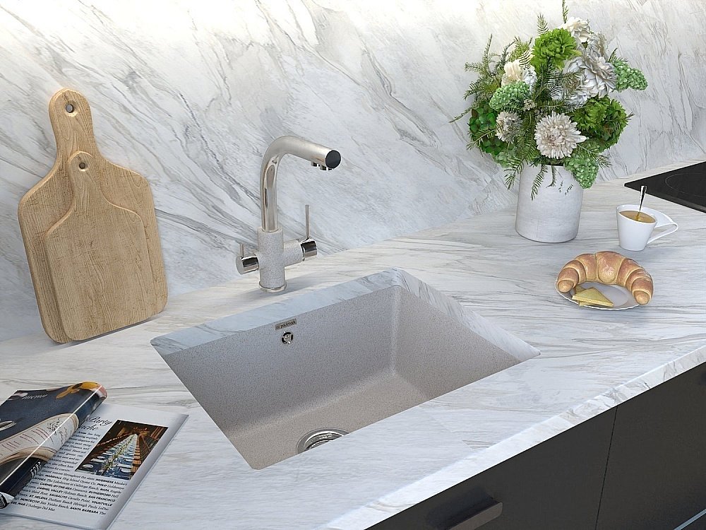 Мойка кухонная Paulmark Gera PM205546-WH Белая купить в интернет-магазине сантехники Sanbest