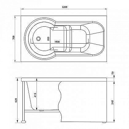 Акриловая ванна Aquanet Largo 120x70 205362 с к/с58 купить в интернет-магазине Sanbest