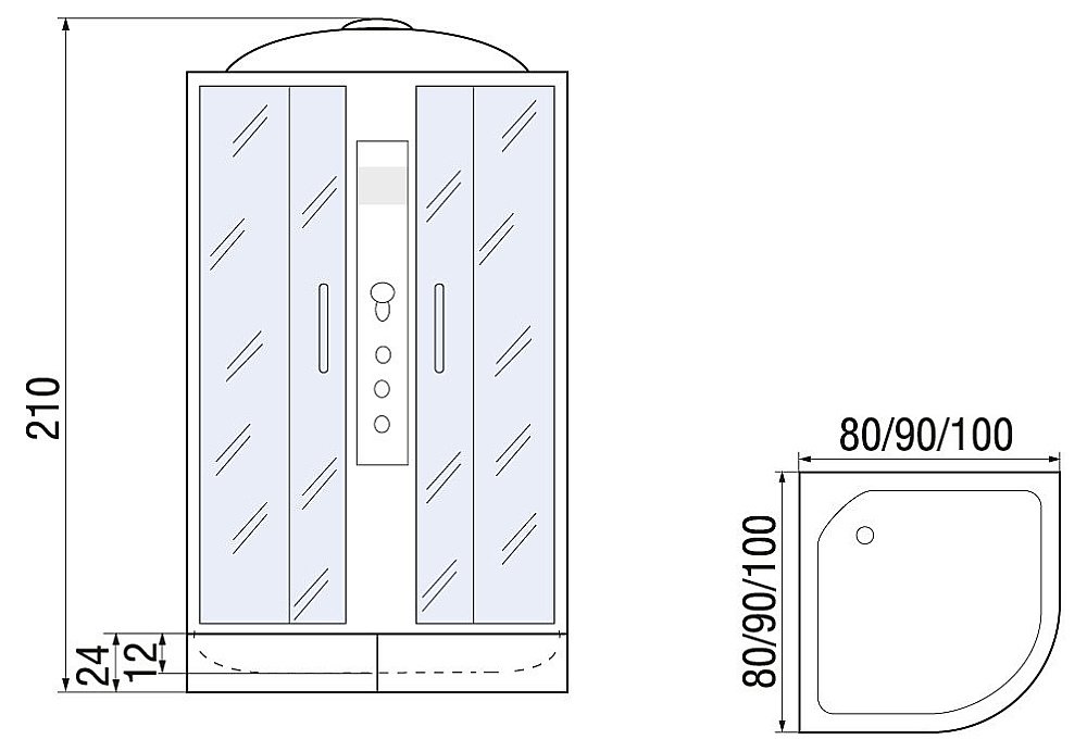 Душевая кабина RIVER DUNAY 100/24 ТН стекло тонированное купить в интернет-магазине Sanbest