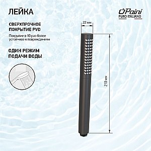 Душевая лейка Paini 53PZ155TT черный брашированный купить в интернет-магазине сантехники Sanbest