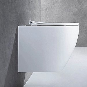 Унитаз подвесной Ceramalux CL2196-1 белый, безободковый, с крышкой микролифт купить в интернет-магазине Sanbest