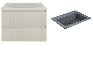 Тумба с раковиной Vincea Welle 60 VMC-2WL600MBG/VCB-13600G бежевая матовая/раковина серая для ванной в интернет-магазине Sanbest