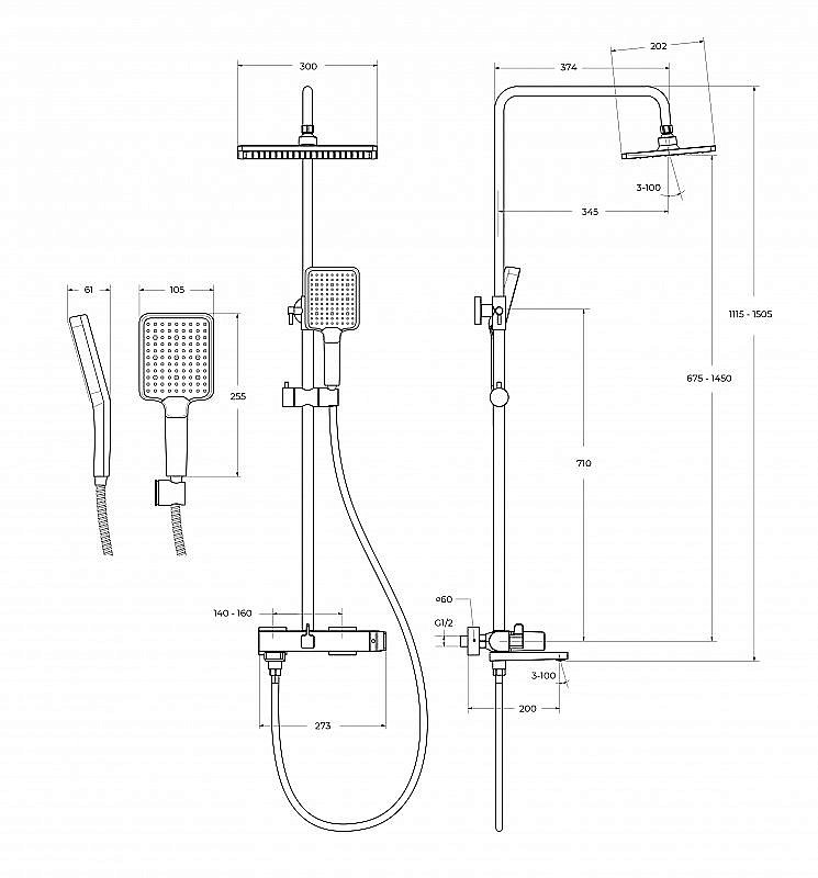 Душевая система BelBagno ARDENTE-VSCM-CRM хром купить в интернет-магазине сантехники Sanbest